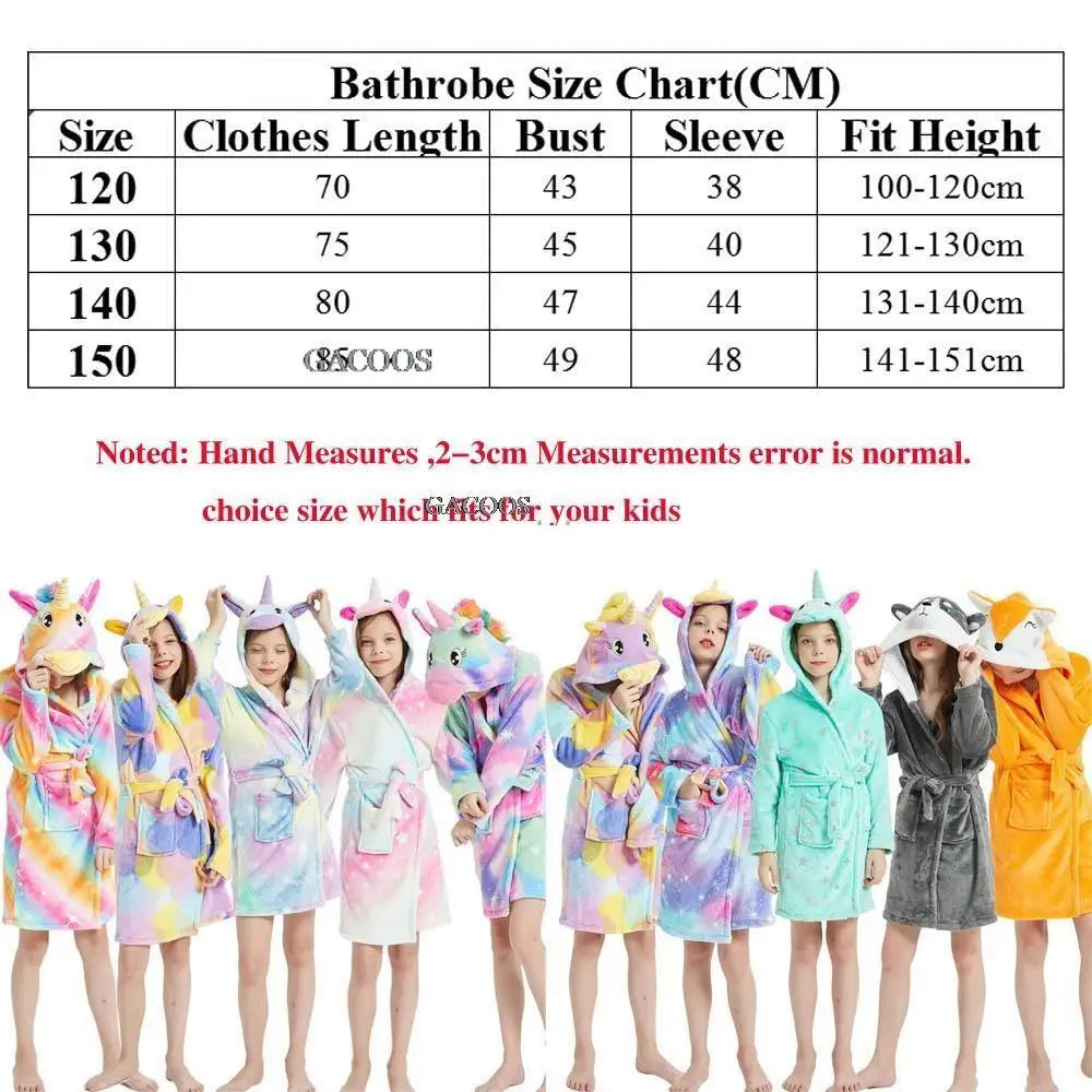 Children Bathrobe Unicorn Kigurumi Pajamas – Hooded Fleece Kids Bath Robe Nightgown for Girls Boys Baby