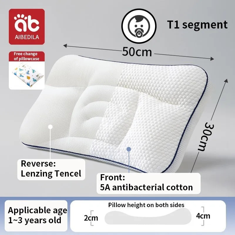 AIBEDILA Baby Neck Pillow 1–3 Years, Antibacterial Cotton Shaping Pillow, Massage Support, Breathable Cartoon Pillow