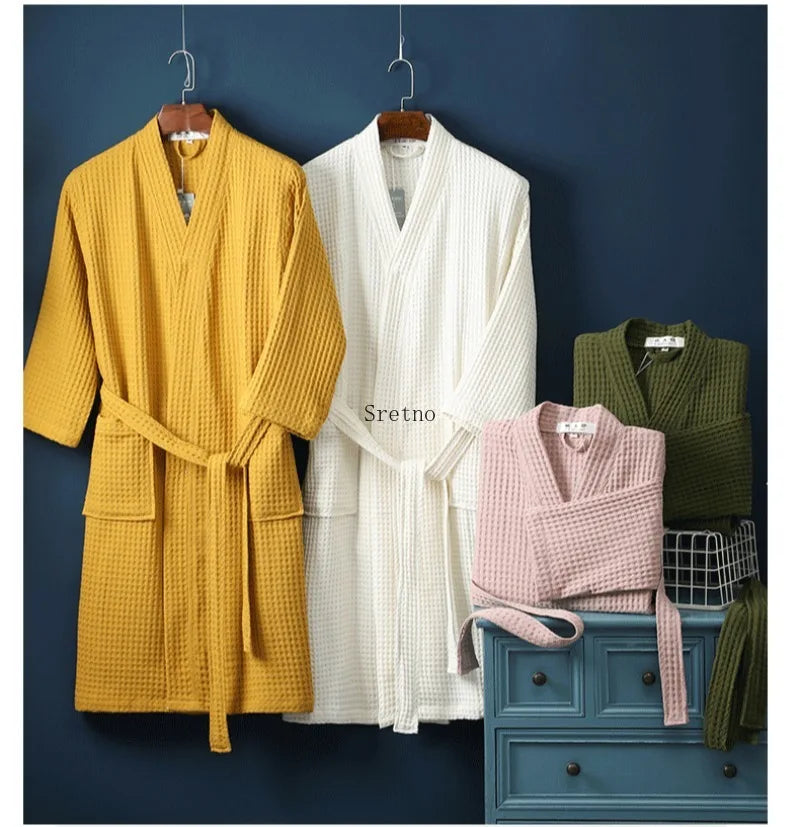 SRETNO 100% Cotton Bathrobe – Warm Peignoir Femme Hiver