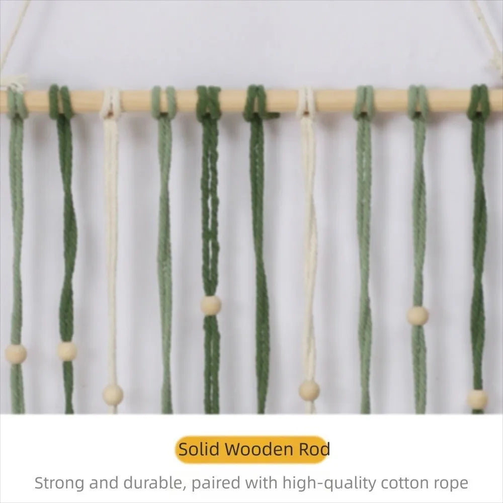 Boho Cotton Macrame Wall Decor – Handmade Leaf Tapestry, Woven Wall Hanging Art & Aesthetic Home Pendant Gift