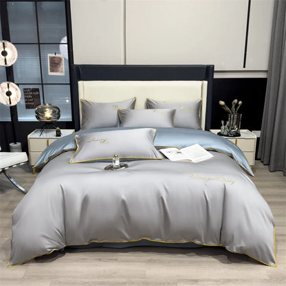 100% Egyptian Cotton 3-Piece Duvet Cover Set – 400 Thread Count Soft Solid Bedding with 2 Pillowcases (Single to King Size)