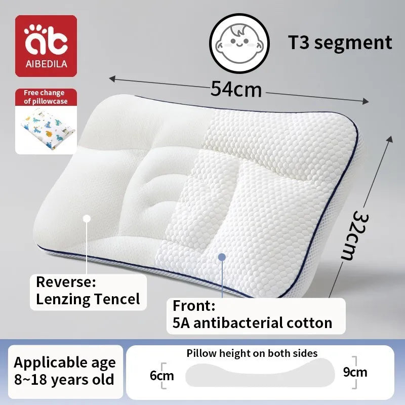 AIBEDILA Baby Neck Pillow 1–3 Years, Antibacterial Cotton Shaping Pillow, Massage Support, Breathable Cartoon Pillow