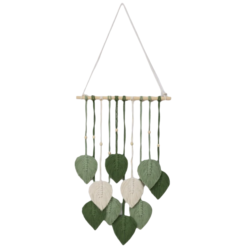 Boho Cotton Macrame Wall Decor – Handmade Leaf Tapestry, Woven Wall Hanging Art & Aesthetic Home Pendant Gift