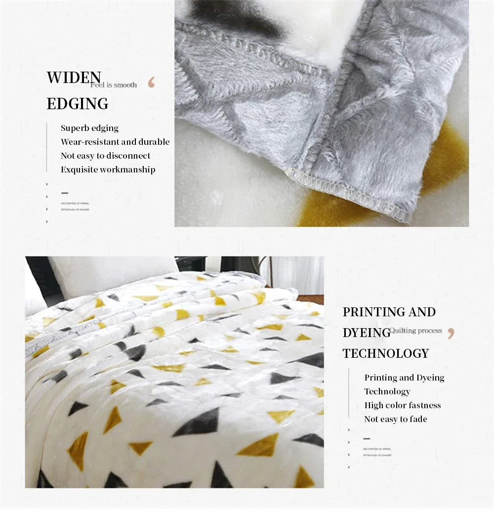 Thick Winter Raschel Plush Weighted Blanket for Bed – Heavy Warm Double-Layer Floral Throw, Super Soft & Fluffy