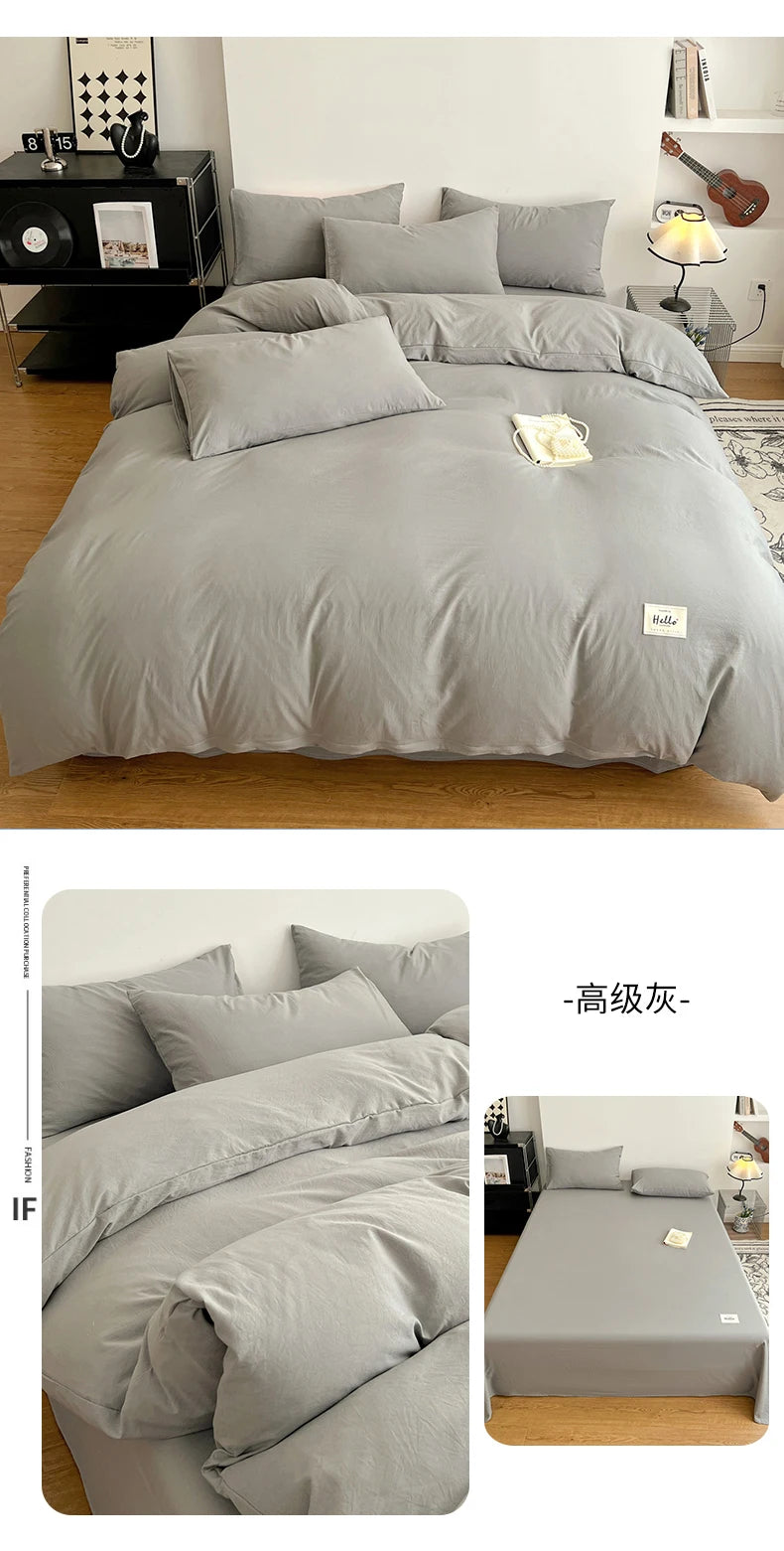 400TC Polyester 4-Piece Bedding Set – Duvet Cover, Sheet & Pillowcases