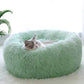 Warm Plush Round Pet Bed for Cats and Dogs, Striped Soft Nest for Deep Sleep, Indoor Use – Gray