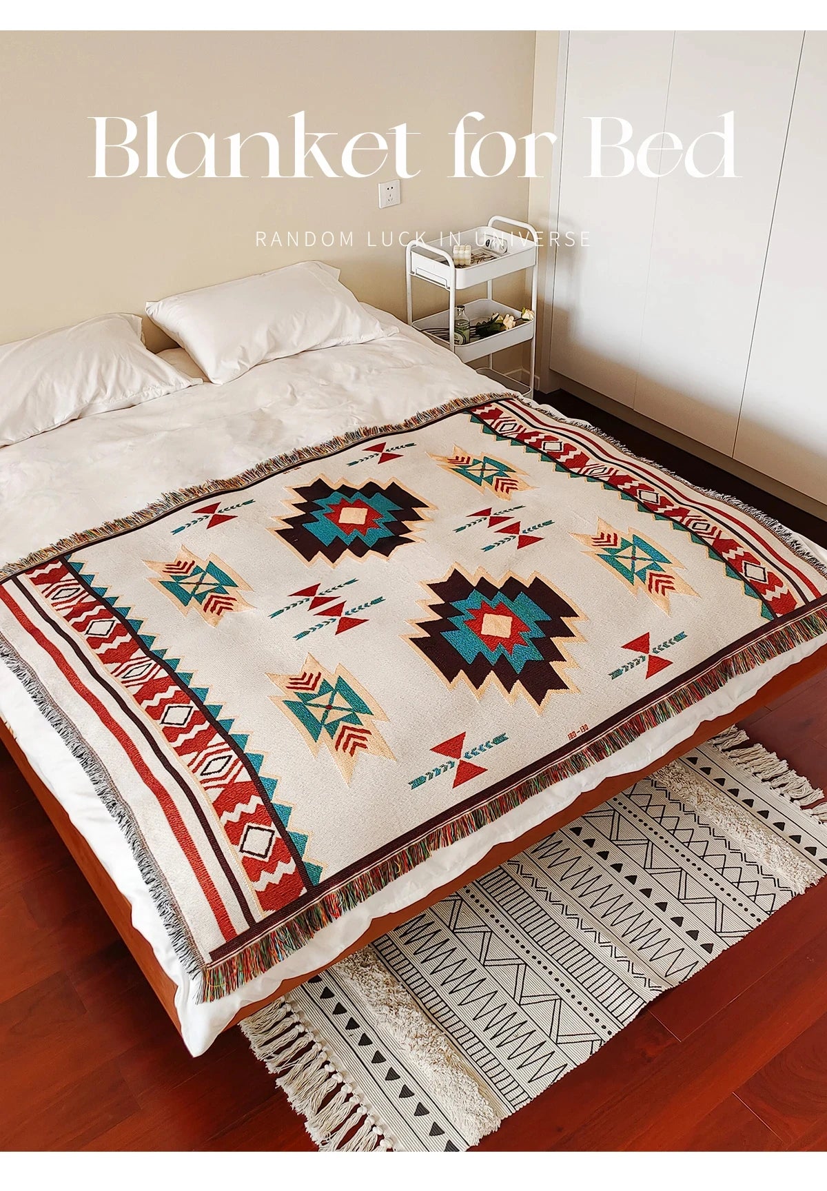 Bohemian Multi-Purpose Throw Blanket – Grid Pattern Sofa Throw, Bed Sheet, Home Decor & Outdoor Travel Blanket