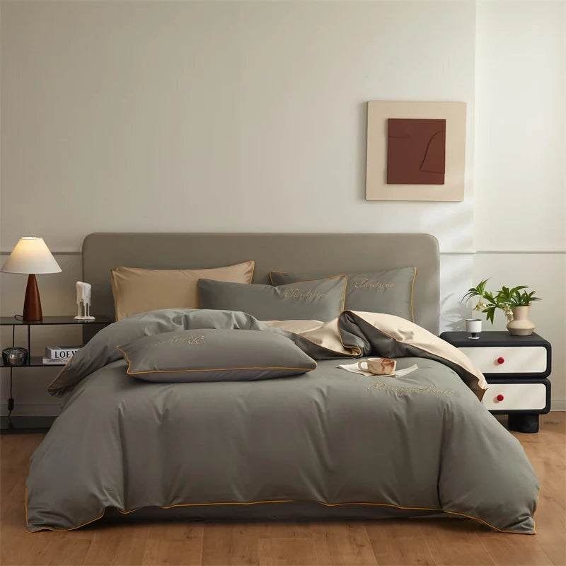 100% Egyptian Cotton 3-Piece Duvet Cover Set – 400 Thread Count Soft Solid Bedding with 2 Pillowcases (Single to King Size)