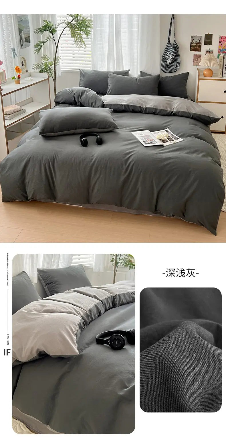 400TC Polyester 4-Piece Bedding Set – Duvet Cover, Sheet & Pillowcases