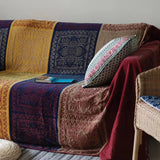 Mediterranean Bohemian Chenille Sofa Throw – Colorful Plaid Blanket with Tassels