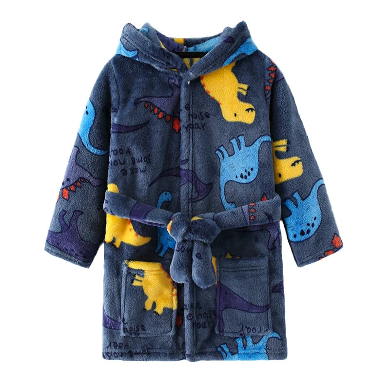 Kids Cartoon Flannel Bathrobe | Soft Unisex Children’s Robe for Boys & Girls, Cozy All-Season Sleepwear (Ages 2–8)