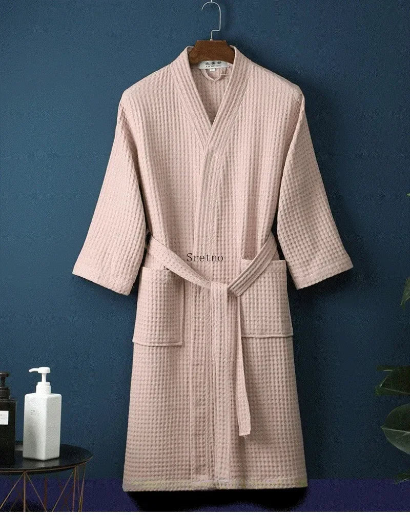 SRETNO 100% Cotton Bathrobe – Warm Peignoir Femme Hiver