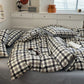 100% Cotton Plaid Style Duvet Cover Set with 2 Pillowcases - Soft & Breathable Bedding Set, Hypoallergenic, Easy Care