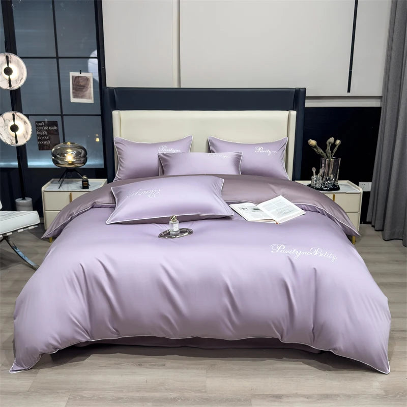 100% Egyptian Cotton 3-Piece Duvet Cover Set – 400 Thread Count Soft Solid Bedding with 2 Pillowcases (Single to King Size)