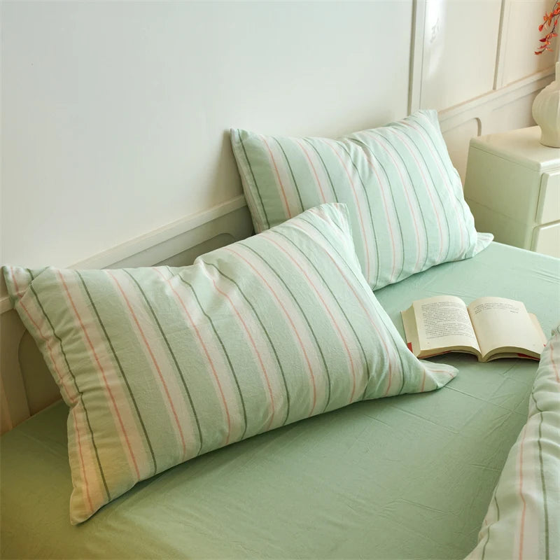 Luxury 100% Cotton Yarn Dyed Duvet Cover Set 3PCS Pre-Washed Stripe Bedding Set Soft Breathable
