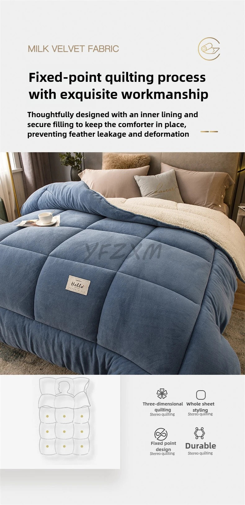 Thick Milk Fleece Winter Blanket – Ultra-Soft Artificial Lamb Cashmere Duvet & Weighted Comforter
