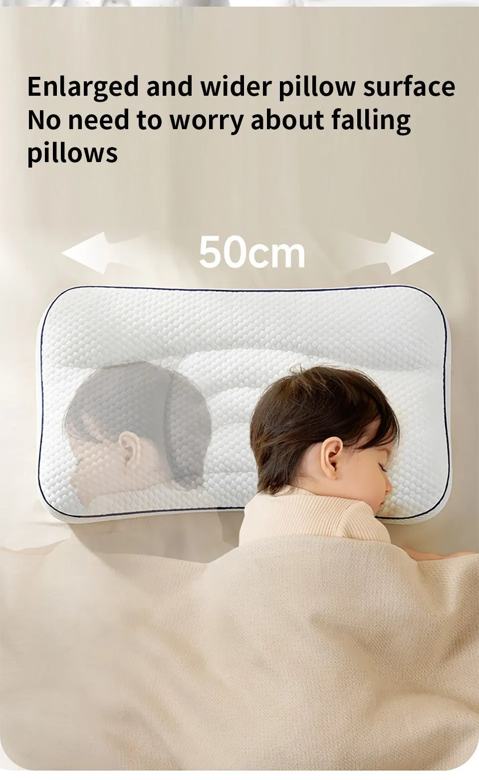AIBEDILA Baby Neck Pillow 1–3 Years, Antibacterial Cotton Shaping Pillow, Massage Support, Breathable Cartoon Pillow