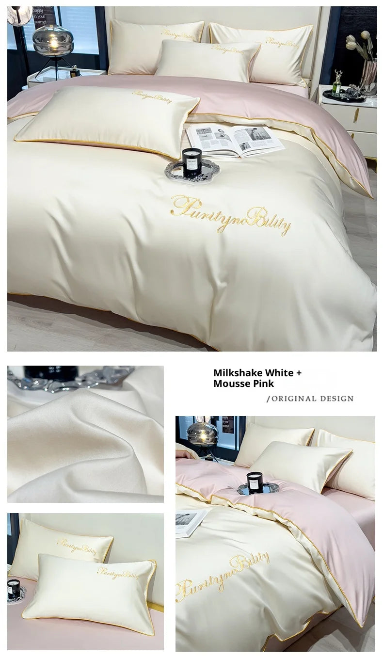 100% Egyptian Cotton 3-Piece Duvet Cover Set – 400 Thread Count Soft Solid Bedding with 2 Pillowcases (Single to King Size)