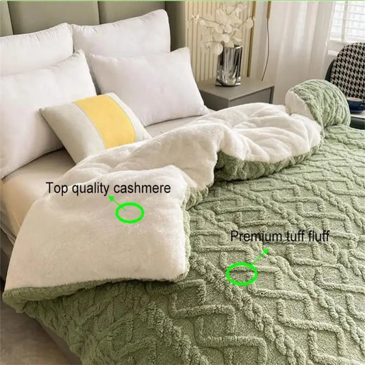 Thick Winter Warm Blanket for Beds – Artificial Lamb Cashmere Weighted Comforter & Heavy Duvet Quilt