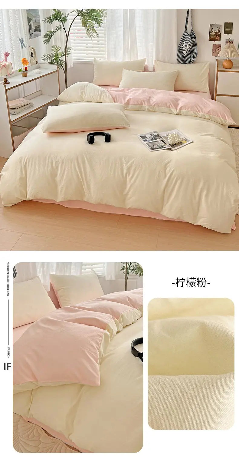 400TC Polyester 4-Piece Bedding Set – Duvet Cover, Sheet & Pillowcases