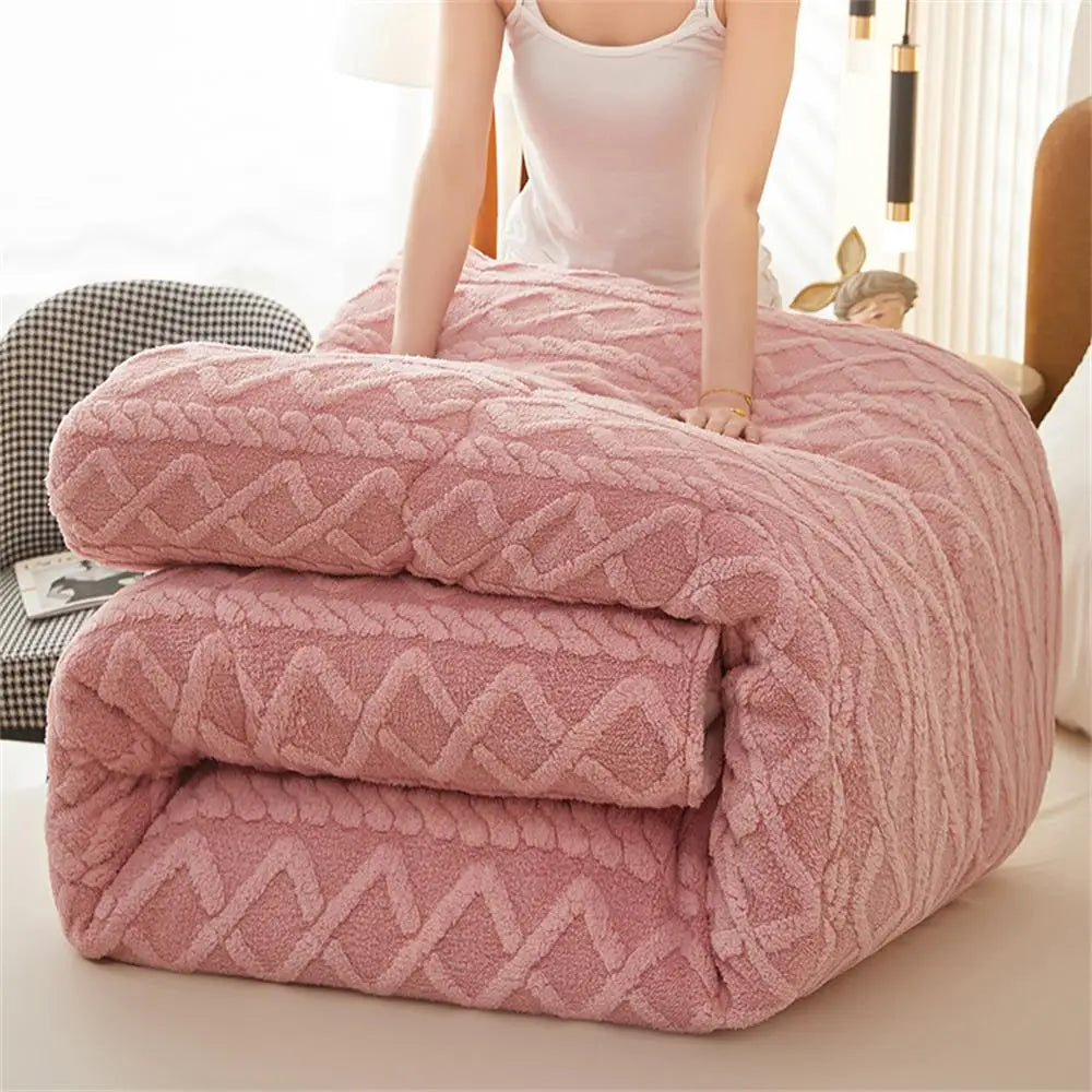 Thick Winter Warm Blanket for Beds – Artificial Lamb Cashmere Weighted Comforter & Heavy Duvet Quilt