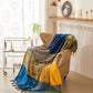 Mediterranean Bohemian Chenille Sofa Throw – Colorful Plaid Blanket with Tassels