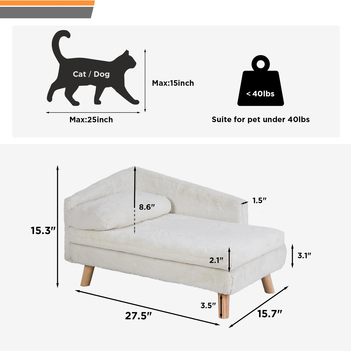 Nordic Elevated Pet Bed with Waterproof Pad – Small Dog & Kitten