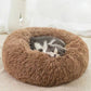 Warm Plush Round Pet Bed for Cats and Dogs, Striped Soft Nest for Deep Sleep, Indoor Use – Gray