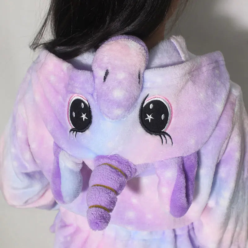 Children Bathrobe Unicorn Kigurumi Pajamas – Hooded Fleece Kids Bath Robe Nightgown for Girls Boys Baby