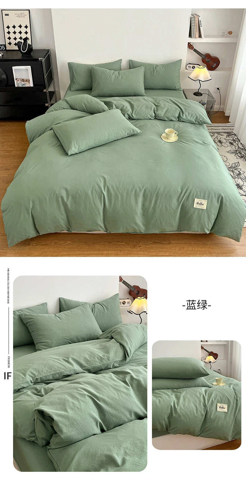 400TC Polyester 4-Piece Bedding Set – Duvet Cover, Sheet & Pillowcases