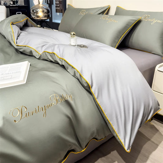 100% Egyptian Cotton 3-Piece Duvet Cover Set – 400 Thread Count Soft Solid Bedding with 2 Pillowcases (Single to King Size)