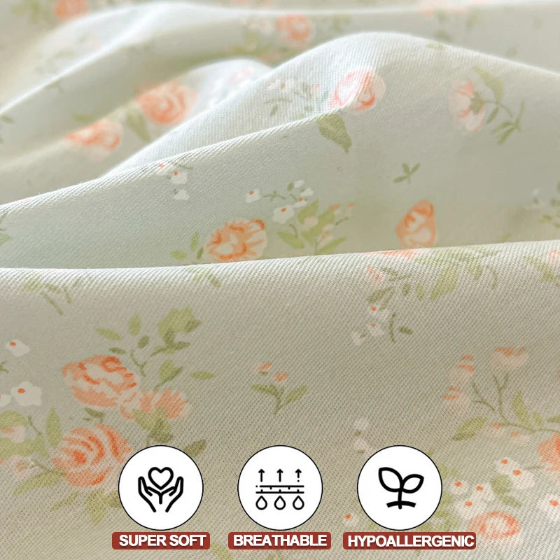 Printed Duvet Cover Set 100% Cotton – Soft Breathable Quilt Cover & Pillowcases for Single and Double Beds