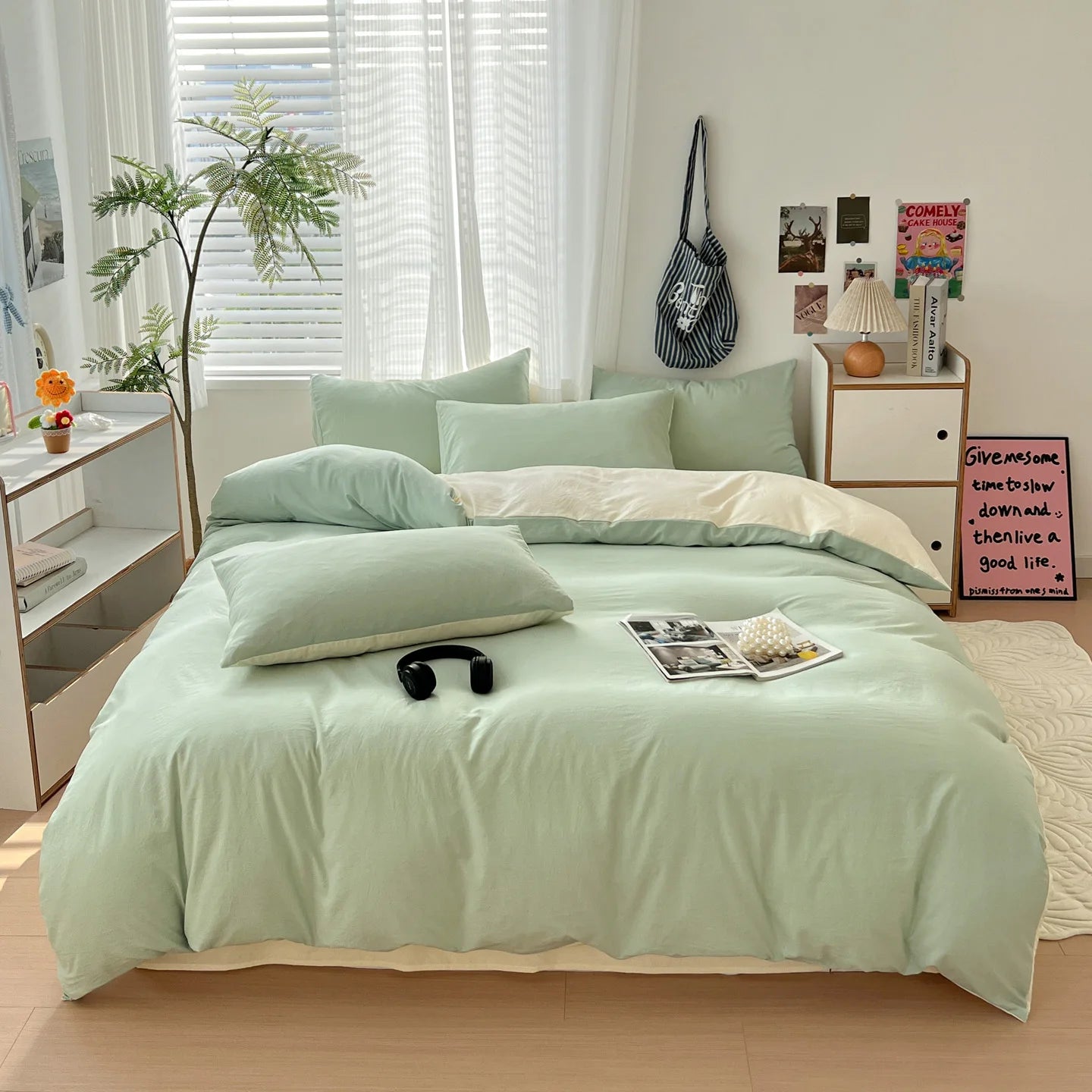 400TC Polyester 4-Piece Bedding Set – Duvet Cover, Sheet & Pillowcases