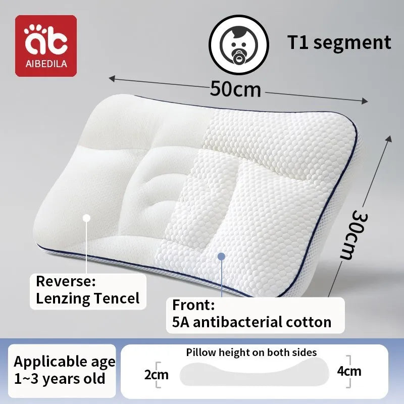 AIBEDILA Baby Neck Pillow 1–3 Years, Antibacterial Cotton Shaping Pillow, Massage Support, Breathable Cartoon Pillow