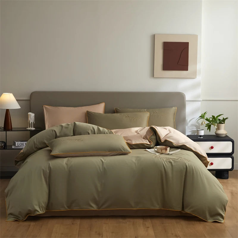 100% Egyptian Cotton 3-Piece Duvet Cover Set – 400 Thread Count Soft Solid Bedding with 2 Pillowcases (Single to King Size)