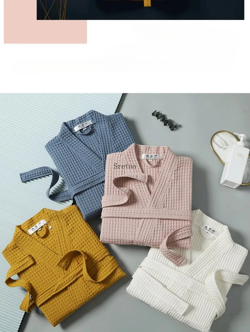 SRETNO 100% Cotton Bathrobe – Warm Peignoir Femme Hiver