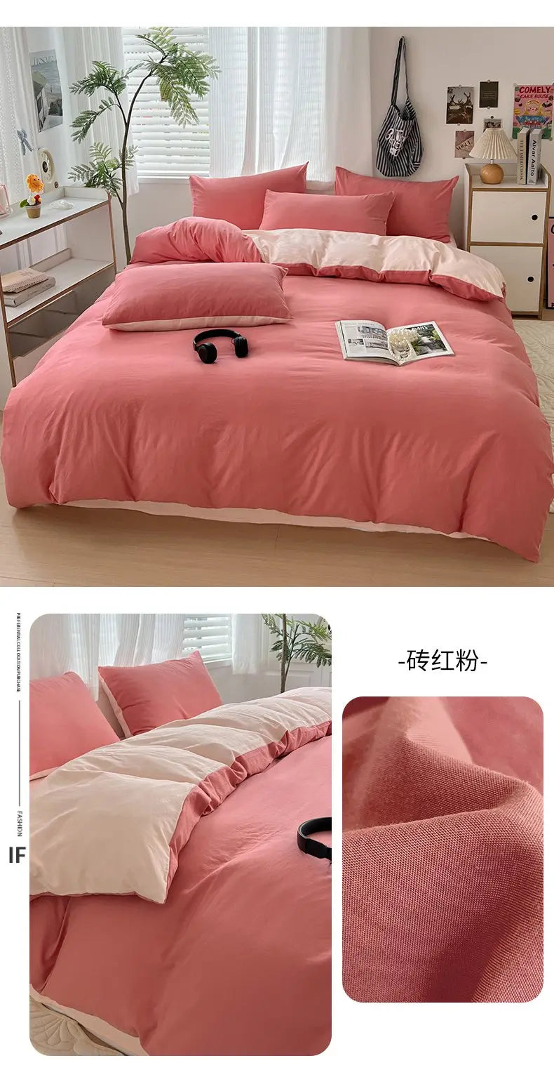 400TC Polyester 4-Piece Bedding Set – Duvet Cover, Sheet & Pillowcases