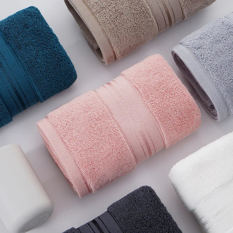 Soft 100% Cotton Absorbent Hair & Face Towel – Blue/Grey Solid Color Toalla for Home, Hotel & Bathroom (34×75cm)