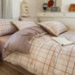 100% Cotton Plaid Style Duvet Cover Set with 2 Pillowcases - Soft & Breathable Bedding Set, Hypoallergenic, Easy Care