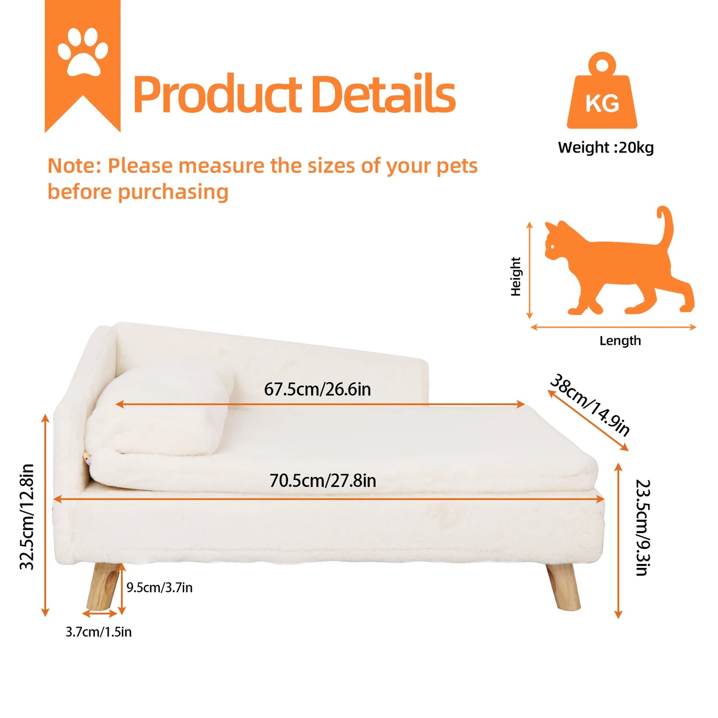 Nordic Elevated Pet Bed with Waterproof Pad – Small Dog & Kitten